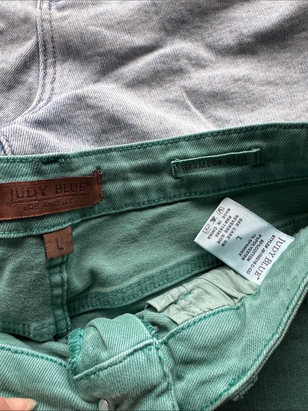 Light Wash and Mint Green Denim Cutoff Shorts - 2 Pack by Judy Blue size L - Picture 2 of 9